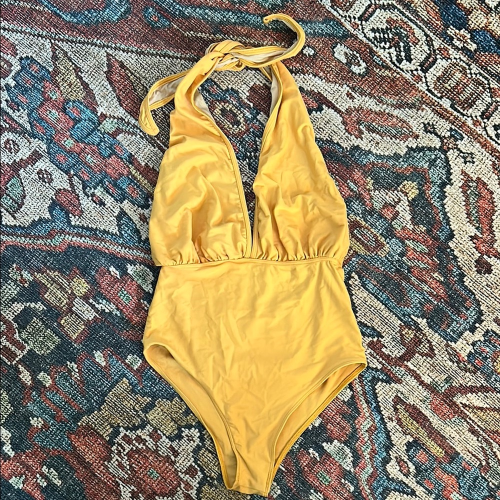 American Apparel Yellow Plunge Swimsuit